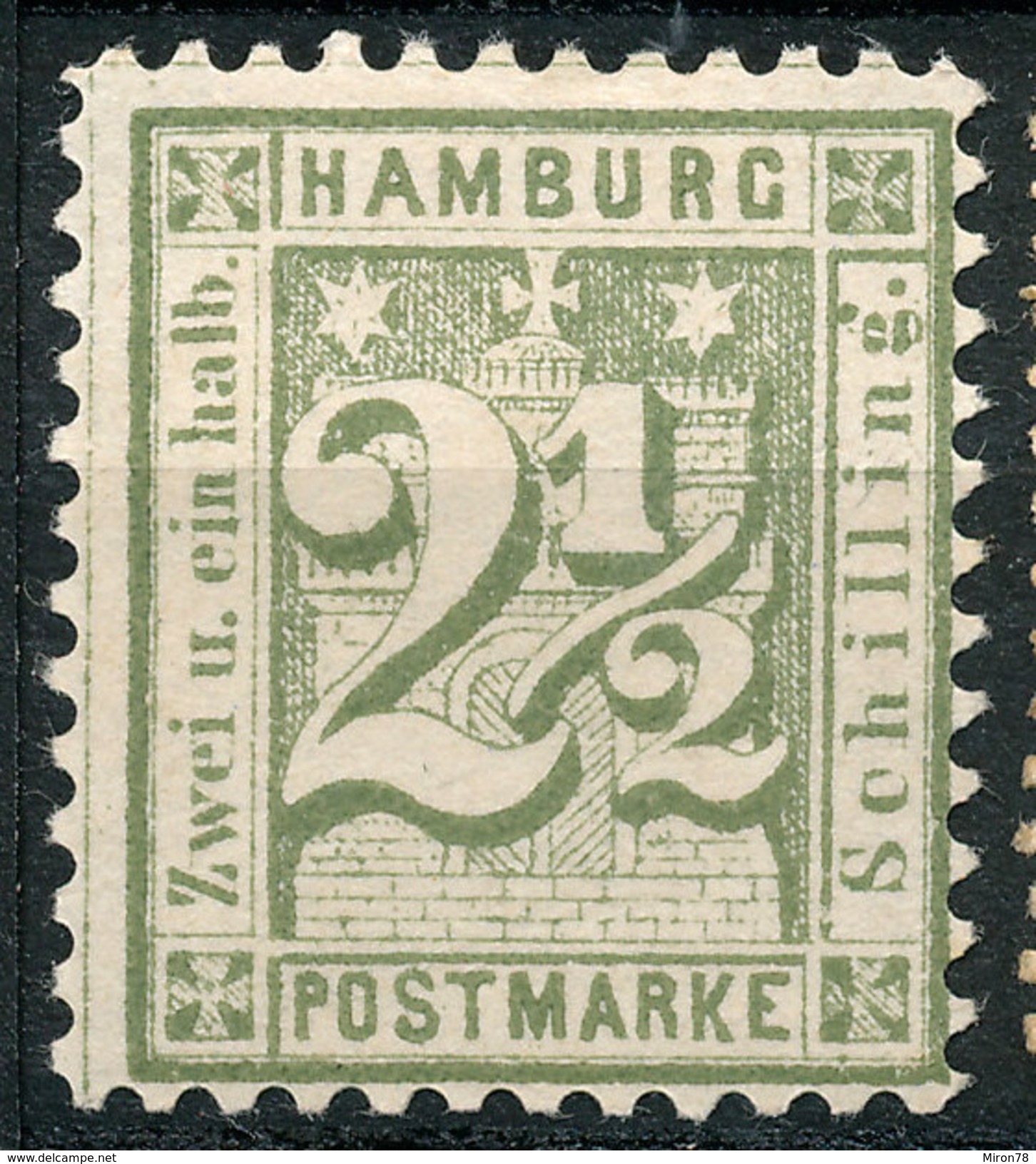 Stamp German States  Hamburg 1864-65 2 1/2s Mint Lot#37 - Hamburg