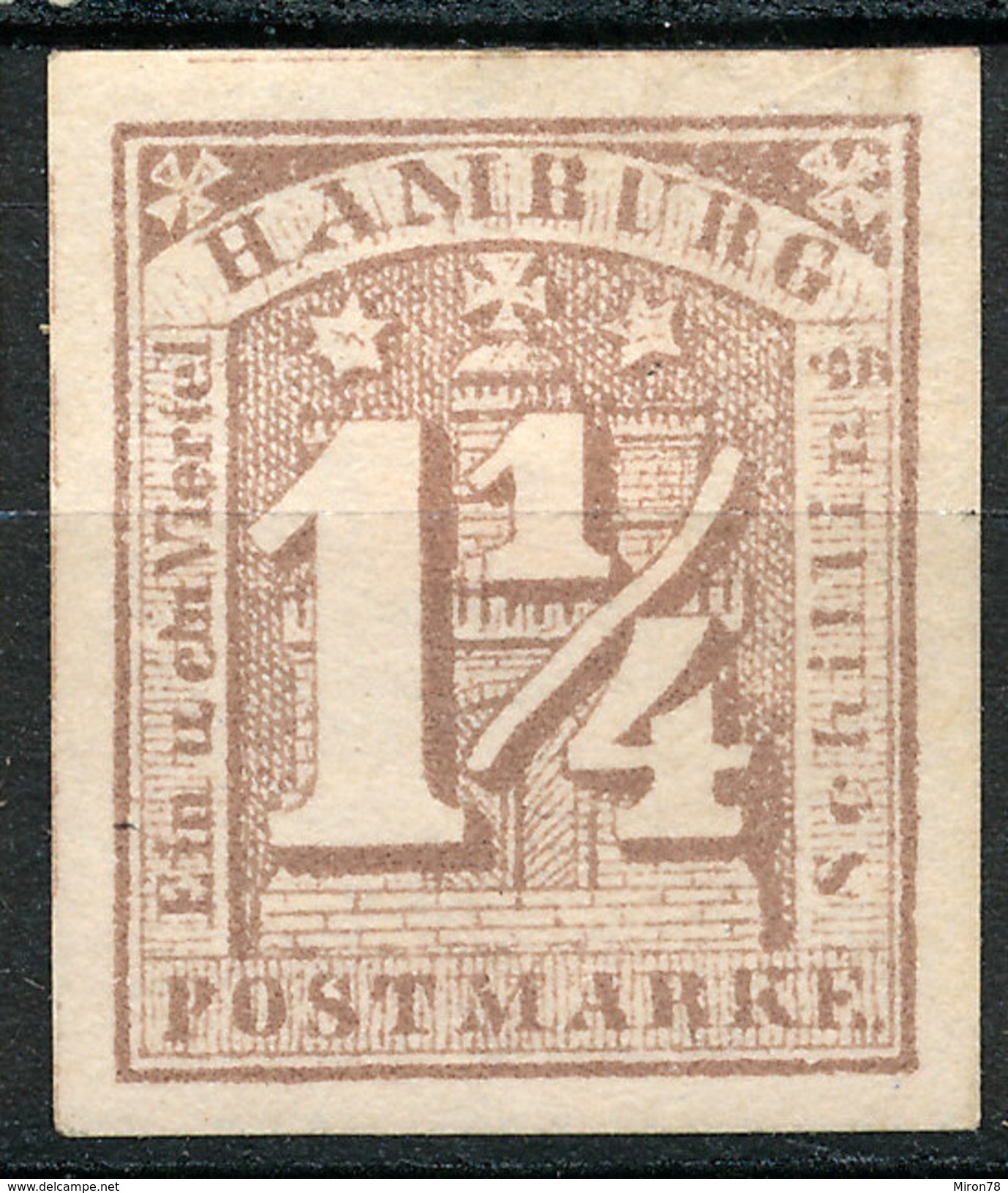 Stamp German States  Hamburg 1864 1 1/4s Imperf Mint Lot#45 - Hamburg