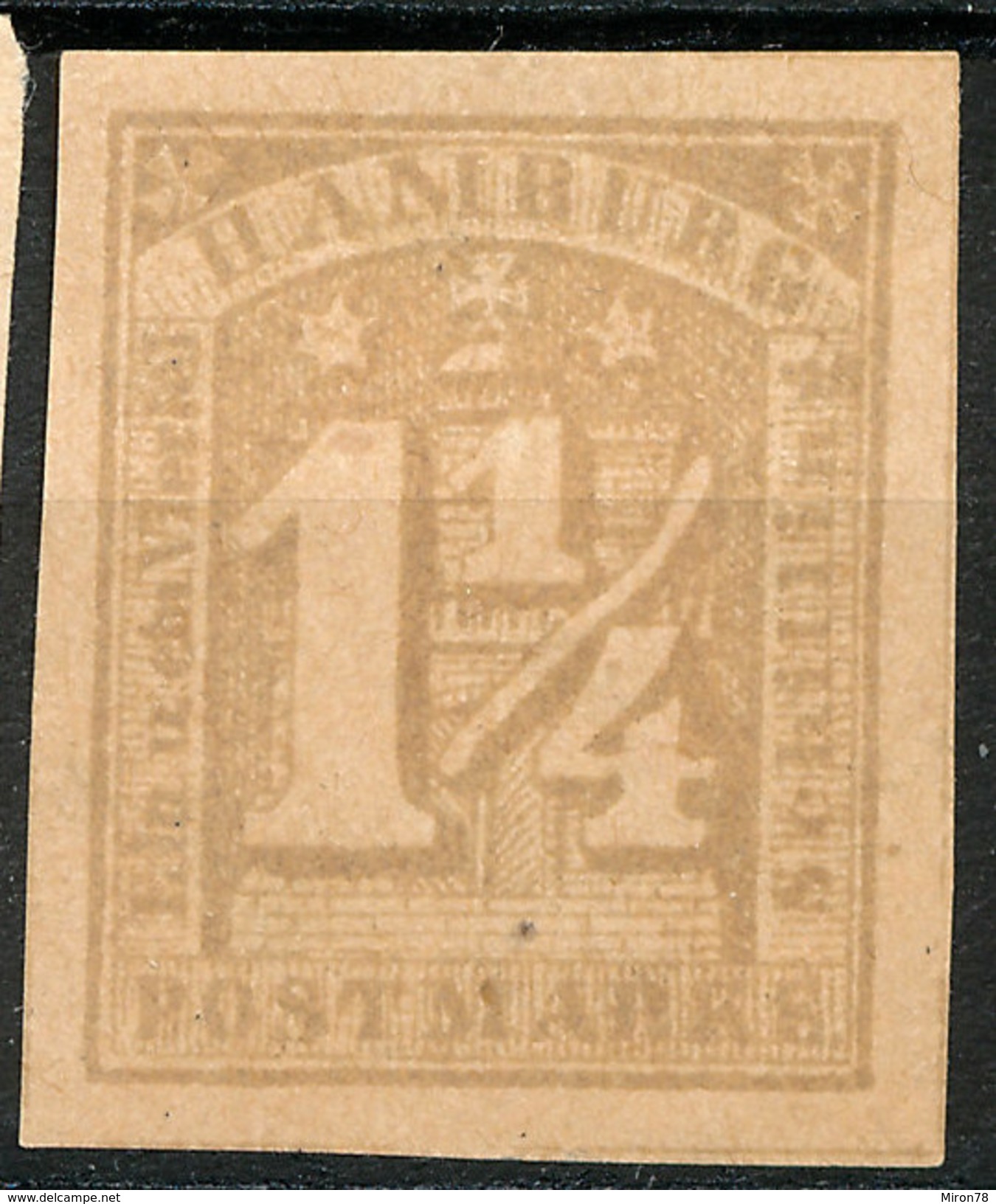 Stamp German States  Hamburg 1864 1 1/4s Imperf Mint Lot#50 - Hambourg