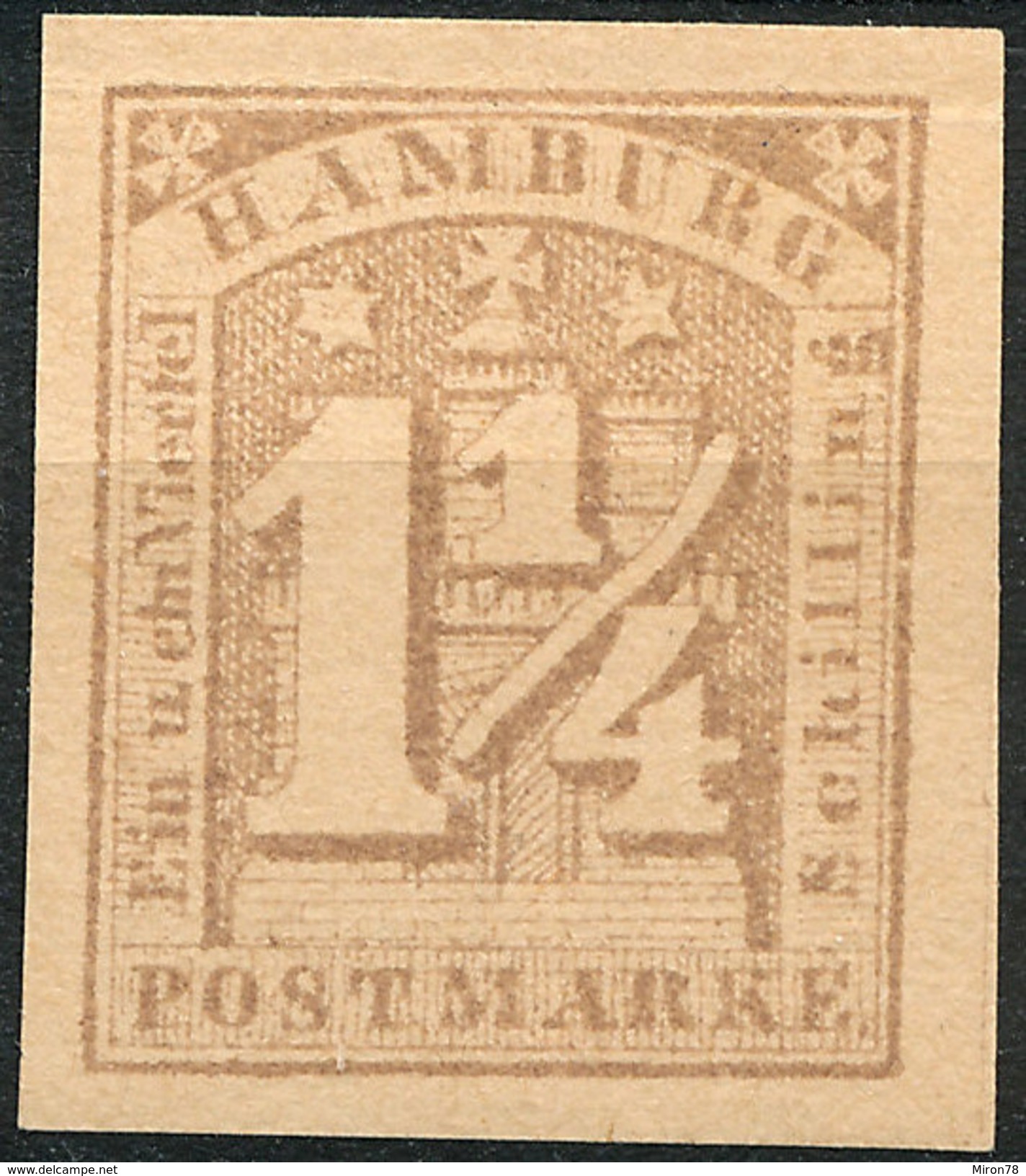 Stamp German States  Hamburg 1864 1 1/4s Imperf Mint Lot#56 - Hambourg