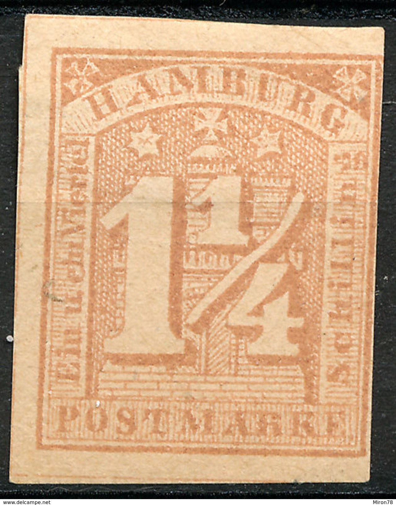 Stamp German States  Hamburg 1864 1 1/4s Imperf Mint Lot#57 - Hambourg