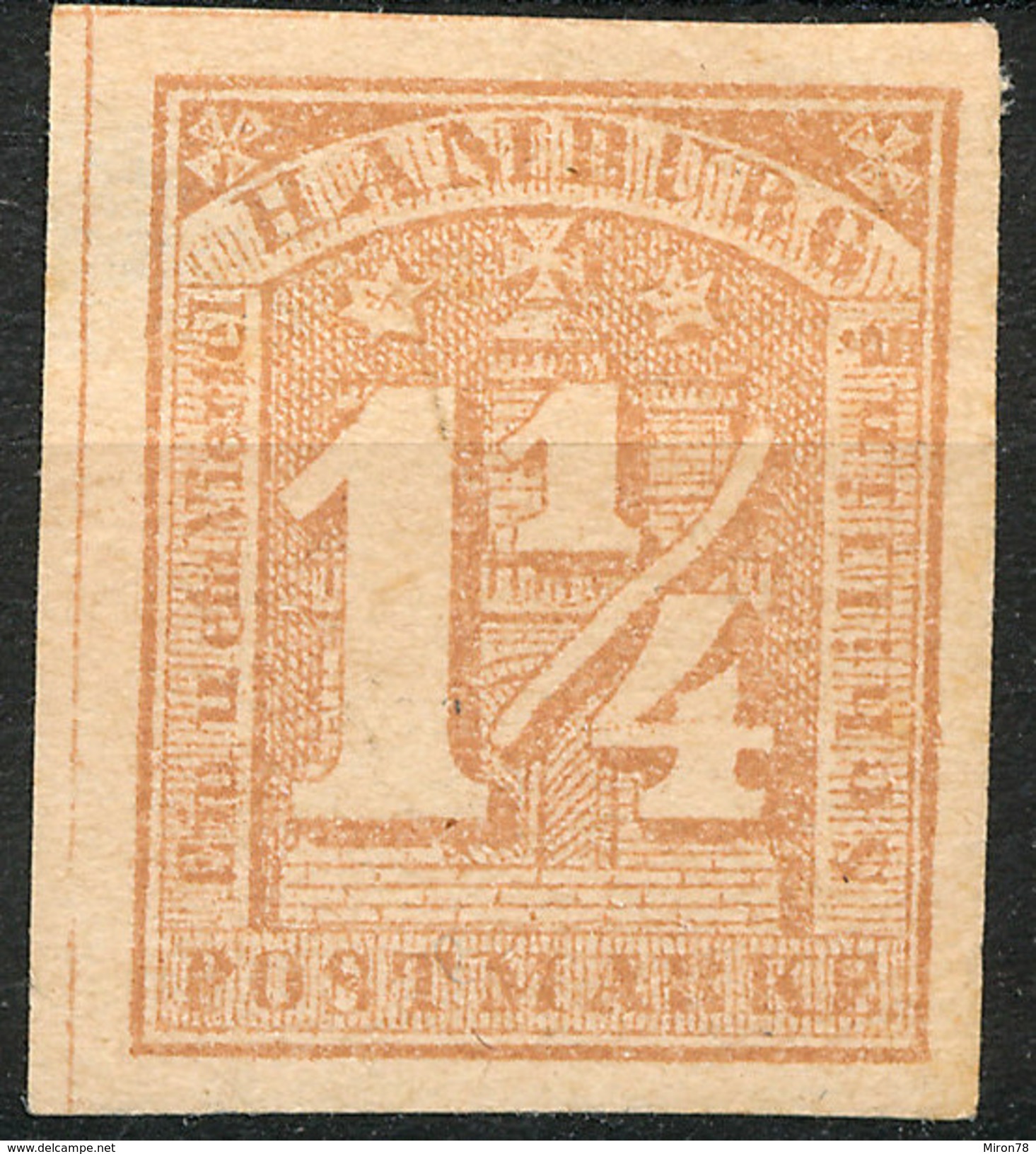 Stamp German States  Hamburg 1864 1 1/4s Imperf Mint Lot#58 - Hamburg