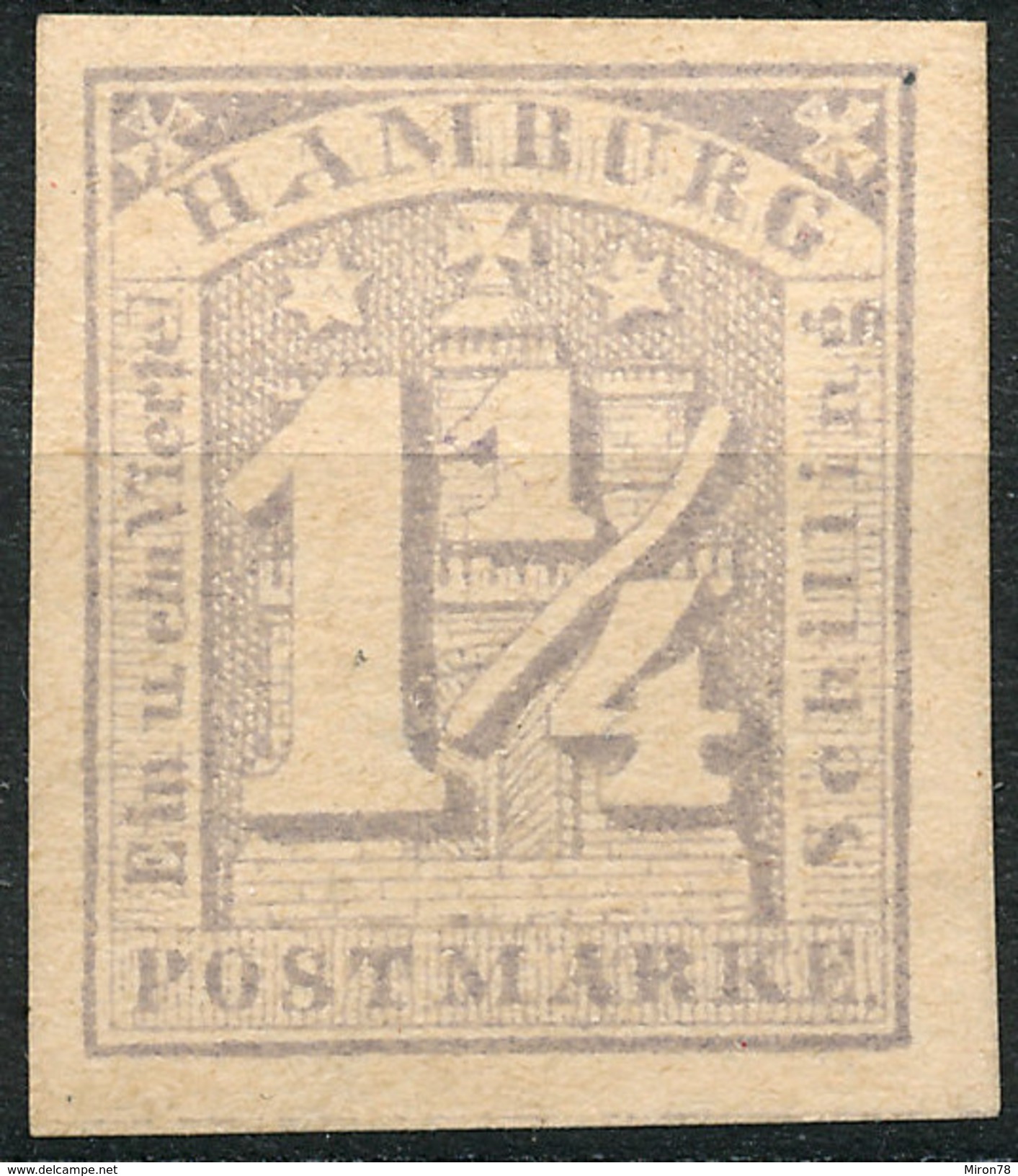 Stamp German States  Hamburg 1864 1 1/4s Imperf Mint Lot#60 - Hambourg