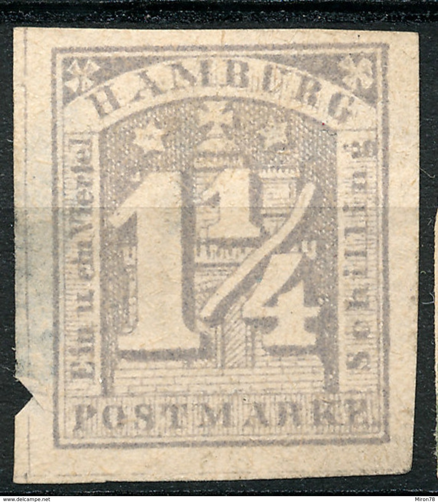 Stamp German States  Hamburg 1864 1 1/4s Imperf Mint Lot#61 - Hambourg