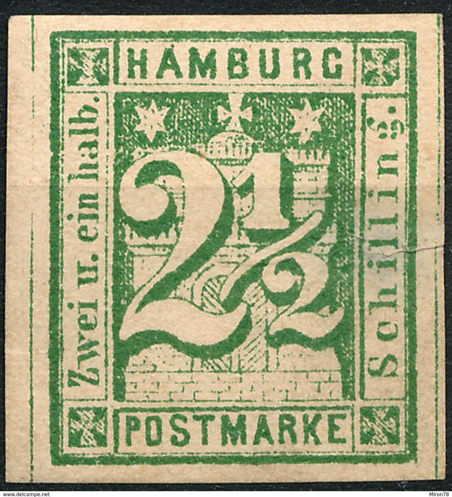 Stamp German States  Hamburg 1864 2 1/2s Imperf Mint Lot#64 - Hamburg