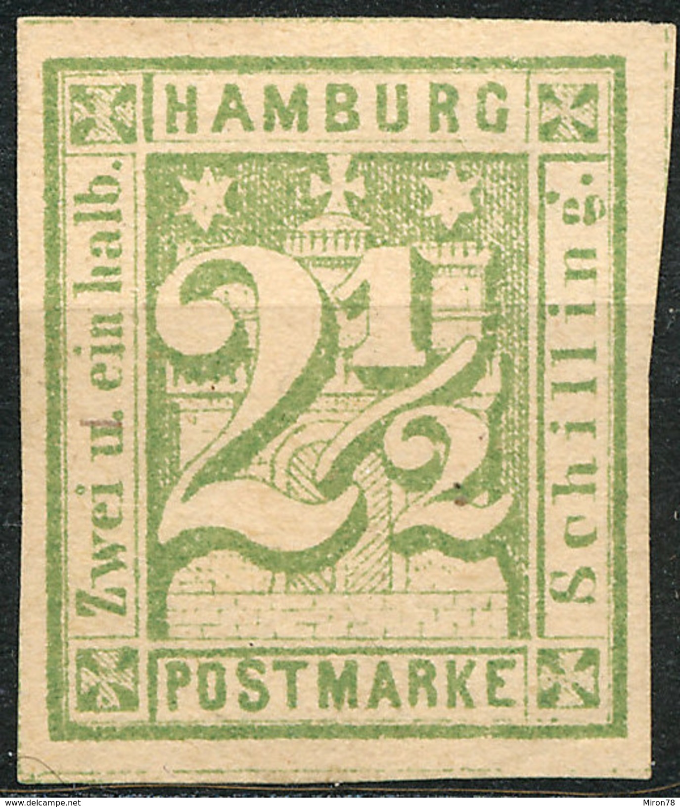Stamp German States  Hamburg 1864 2 1/2s Imperf Mint Lot#72 - Hambourg
