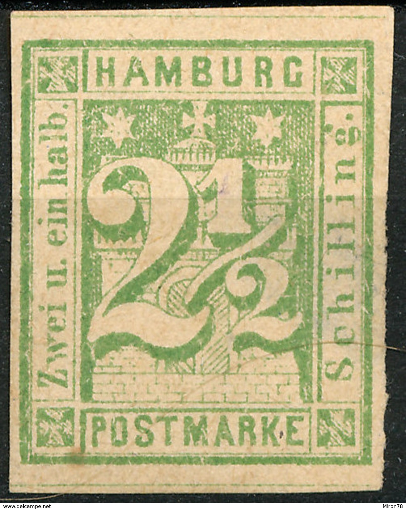 Stamp German States  Hamburg 1864 2 1/2s Imperf Mint Lot#74 - Hamburg