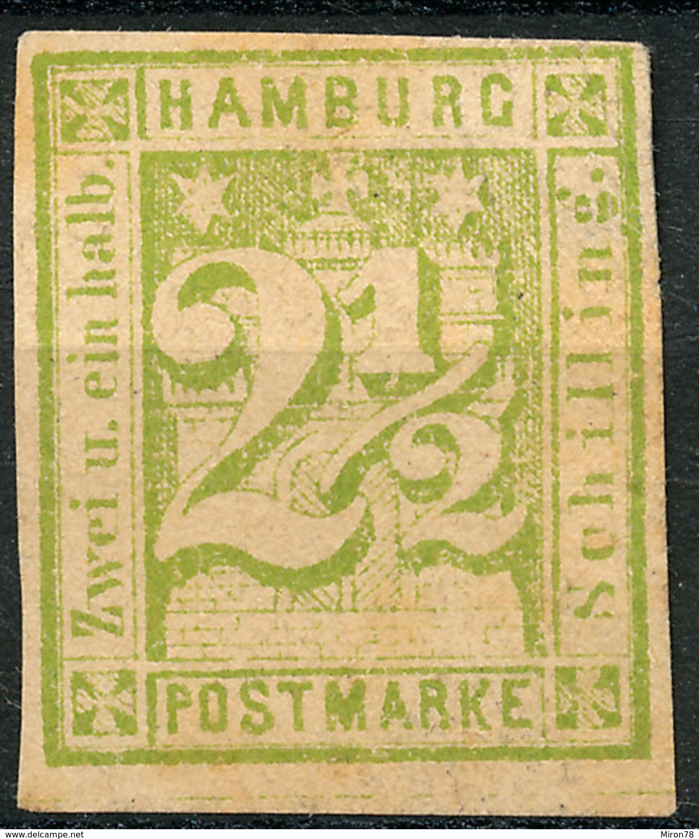 Stamp German States  Hamburg 1864 2 1/2s Imperf Mint Lot#76 - Hambourg