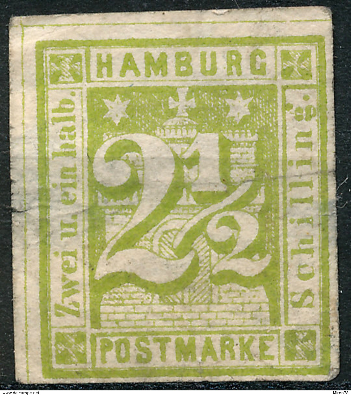 Stamp German States  Hamburg 1864 2 1/2s Imperf Mint Lot#77 - Hamburg