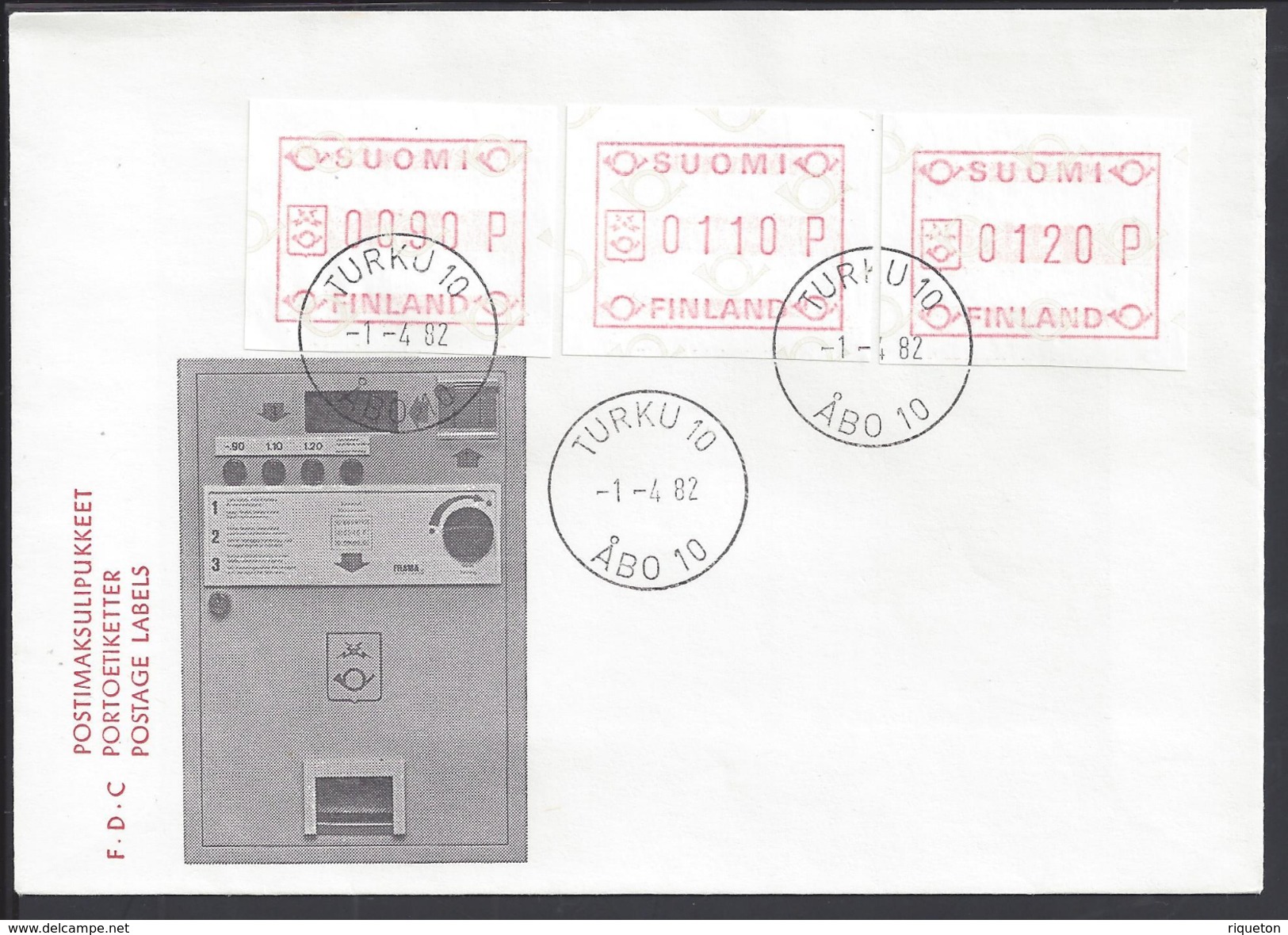 FINLANDE - Timbres De Distributeurs - Série Indivisible Sur Enveloppe Premier Jour - Cachet De Turku Du 1-4-1982 - TB - - FDC