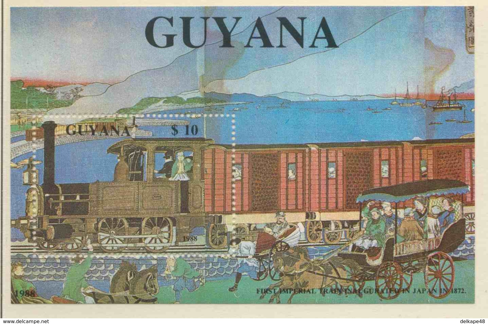 Guyana 1989 B 32 - Mi 2479 ** First Imperial Train Innauguration In Japan In 1872 (loc. Left) / 1. Kaiserlich Japanische - Guyana (1966-...)