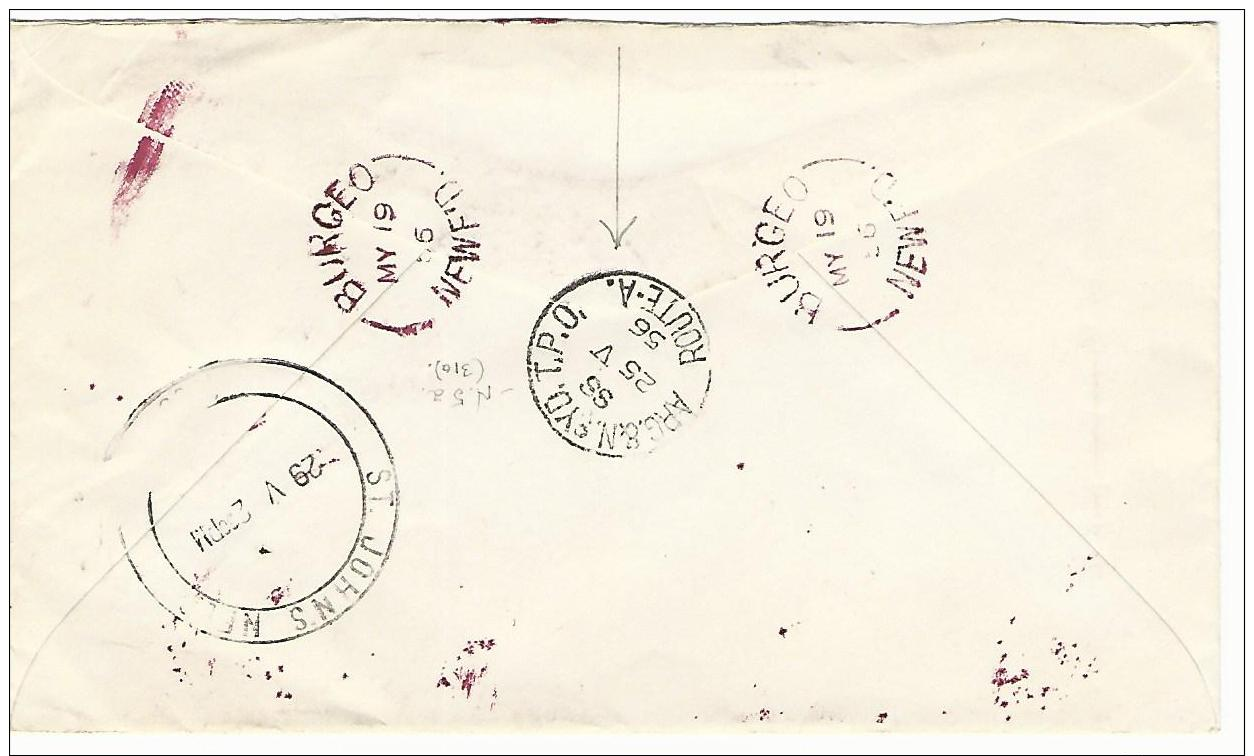 34773 ) Canada Newfoundland Railway TPO Postmark Cancel Burgeo Registered Barrel - 1908-1947