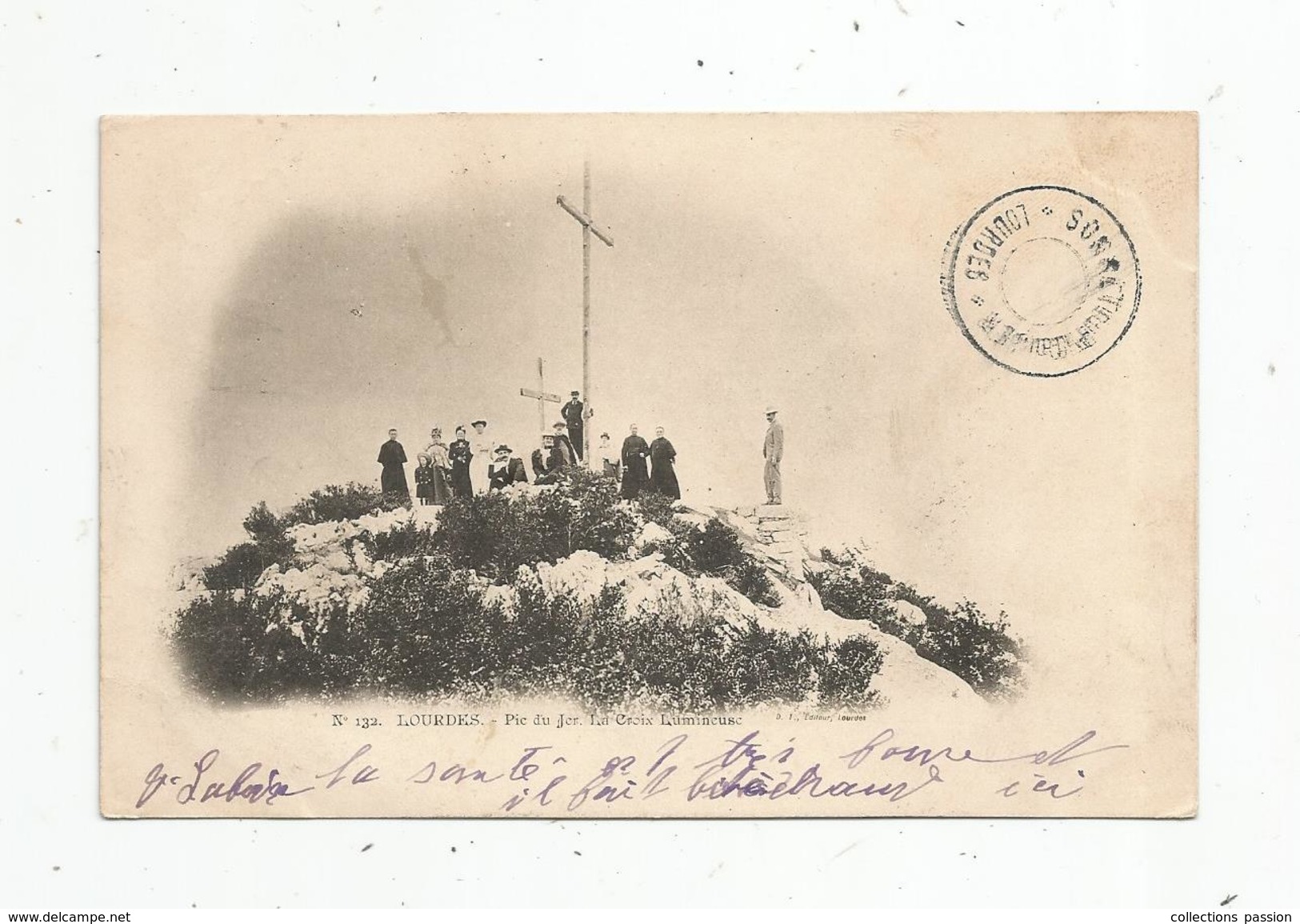 Cp , 65 , LOURDES , Pic Du JER , La Croix Lumineuse , Dos Simple , Voyagée 1902 - Lourdes