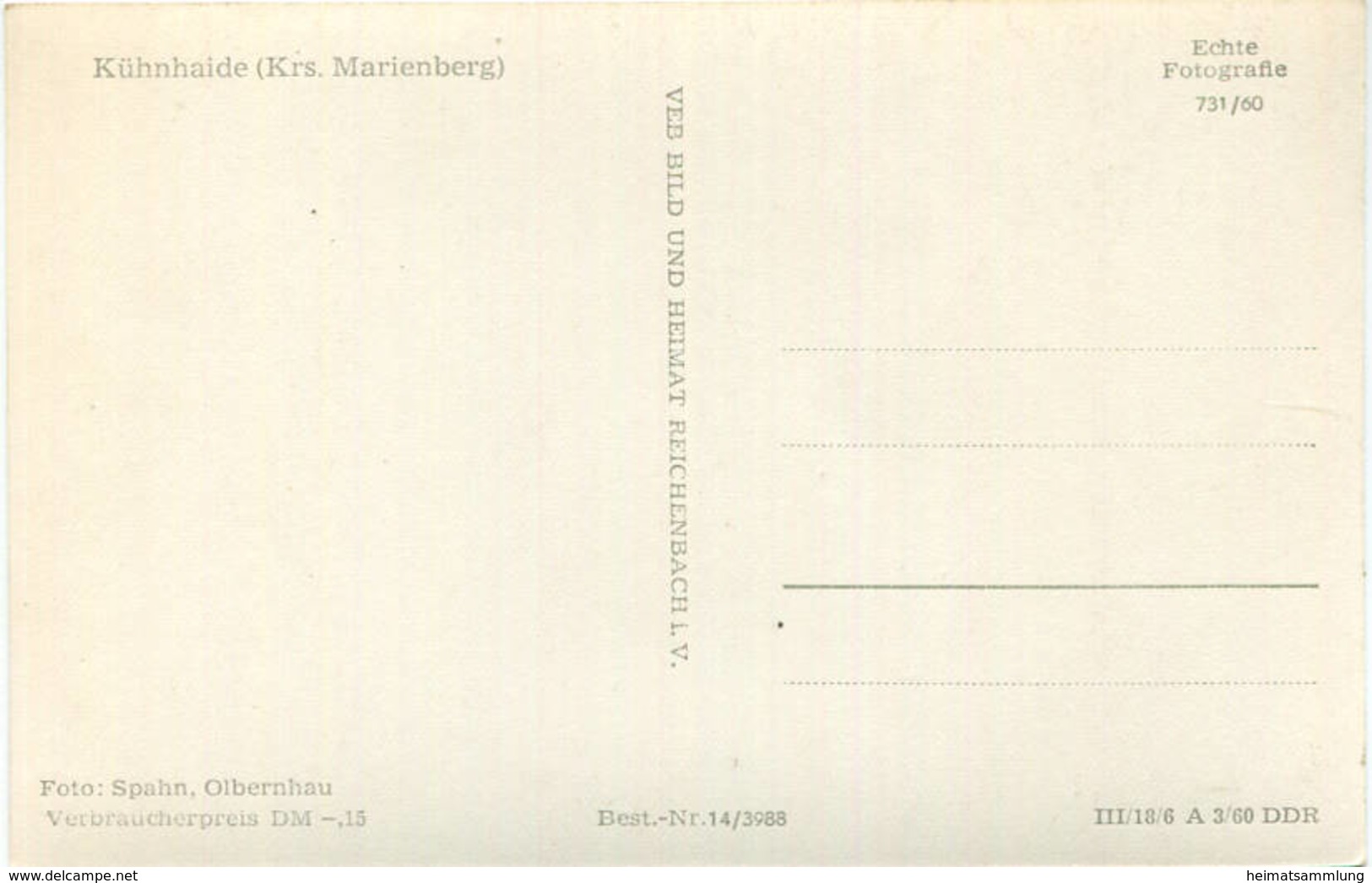 Kühnhaide - Foto-AK 1960 - Verlag VEB Bild Und Heimat Reichenbach - Marienberg