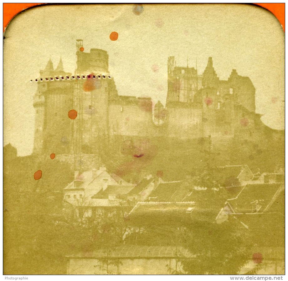 France Pierrefonds Château Avant La Restauration Ancienne Photo Stereo Tissue 1870 - Photos Stéréoscopiques