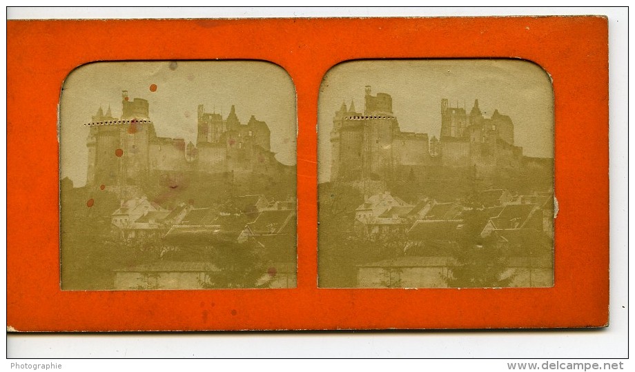 France Pierrefonds Château Avant La Restauration Ancienne Photo Stereo Tissue 1870 - Photos Stéréoscopiques