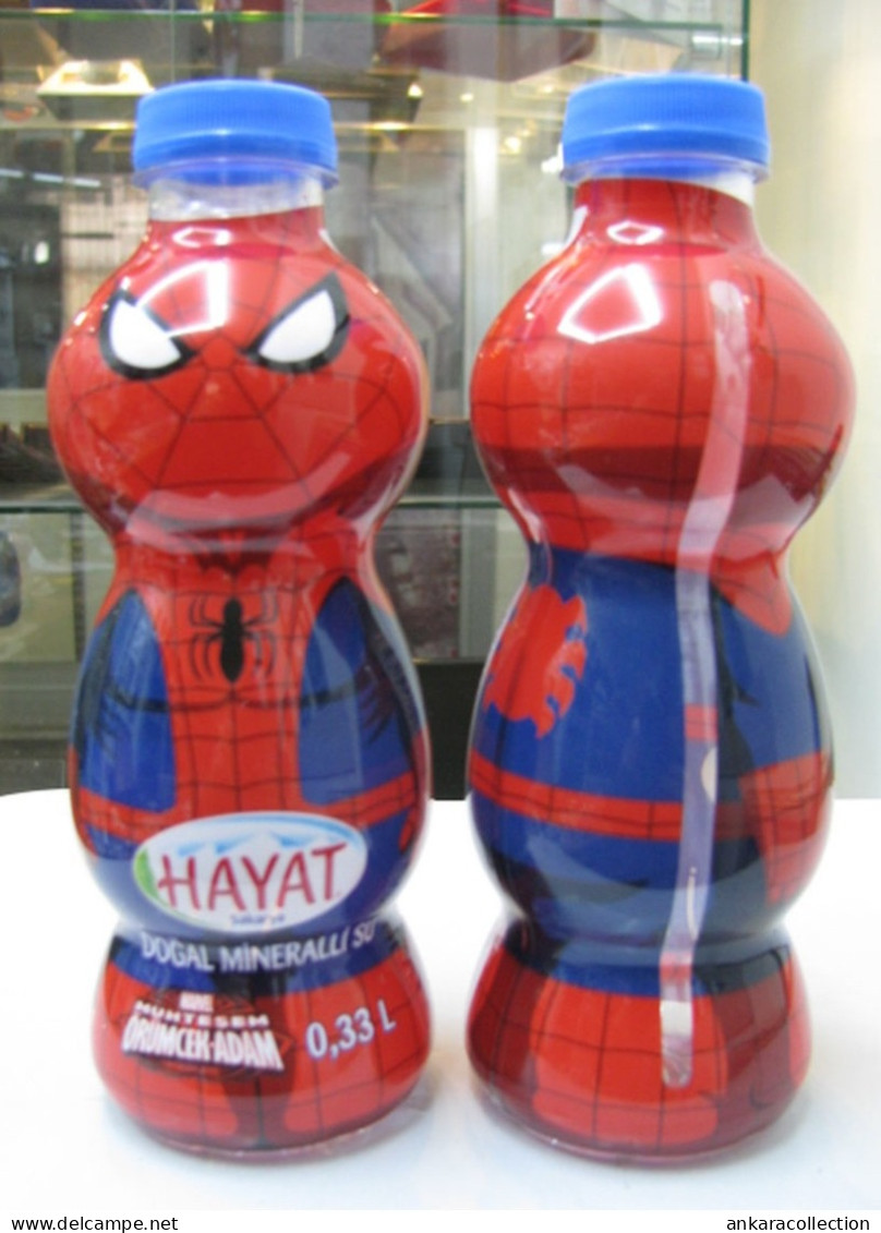 AC - SPIDERMAN MARVEL COMICS - HAYAT WATER EMPTY PLASTIC BOTTLE & CAP - Autres & Non Classés