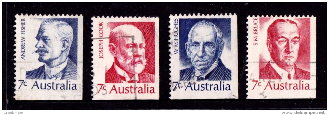 Australia 1972 Prime Ministers 7c Set Of 4 Used - Used Stamps