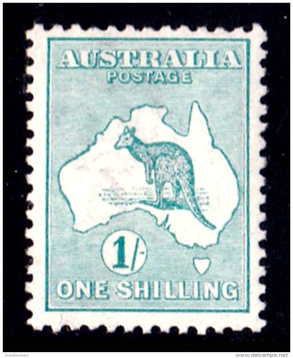 Australia 1913 Kangaroo 1 Shilling Blue-green 1st Watermark MH - Ongebruikt