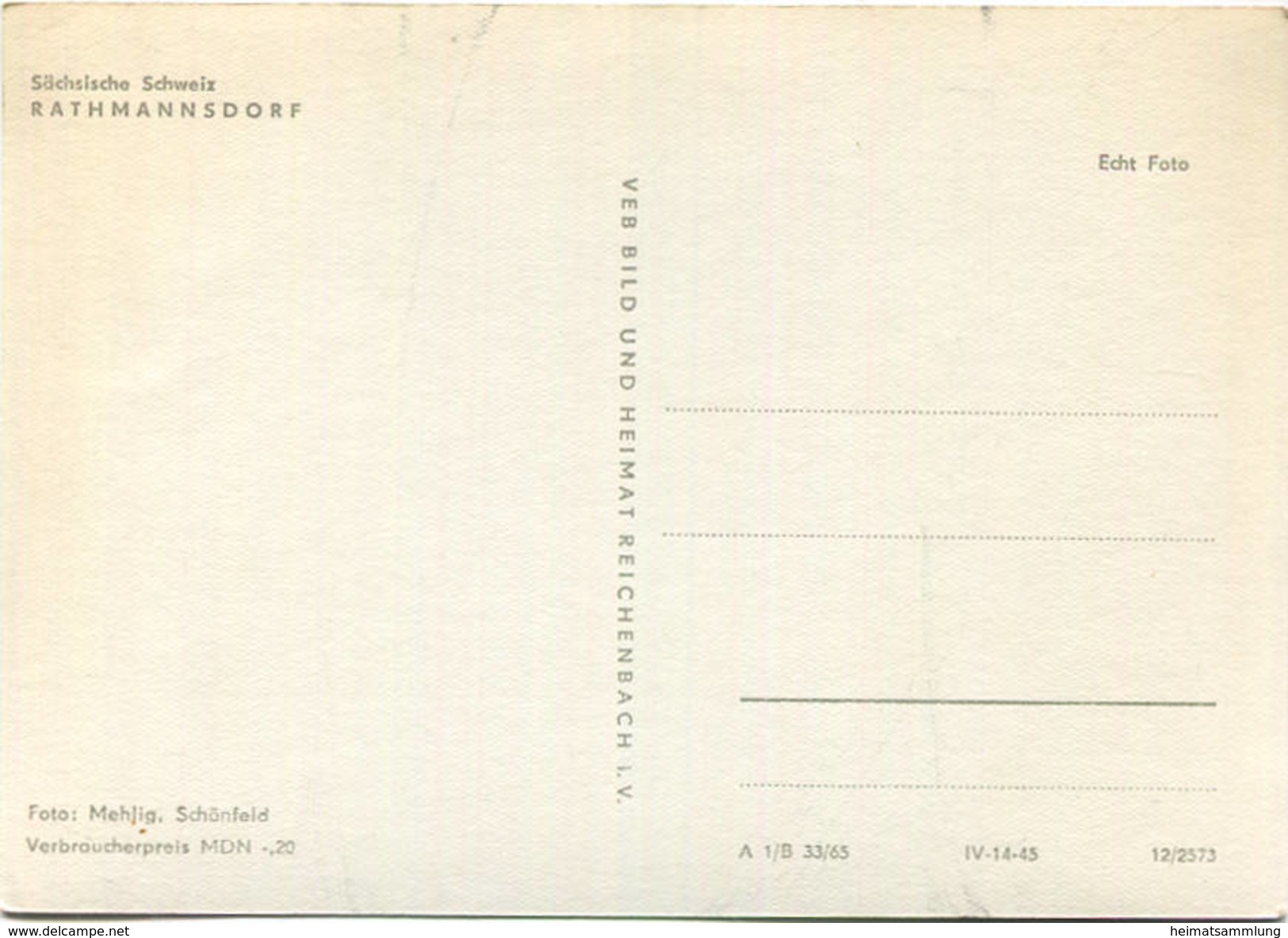 Rathmannsdorf - Foto-AK Grossformat 1965 - Verlag VEB Bild Und Heimat Reichenbach - Rathmannsdorf (Sachsen)