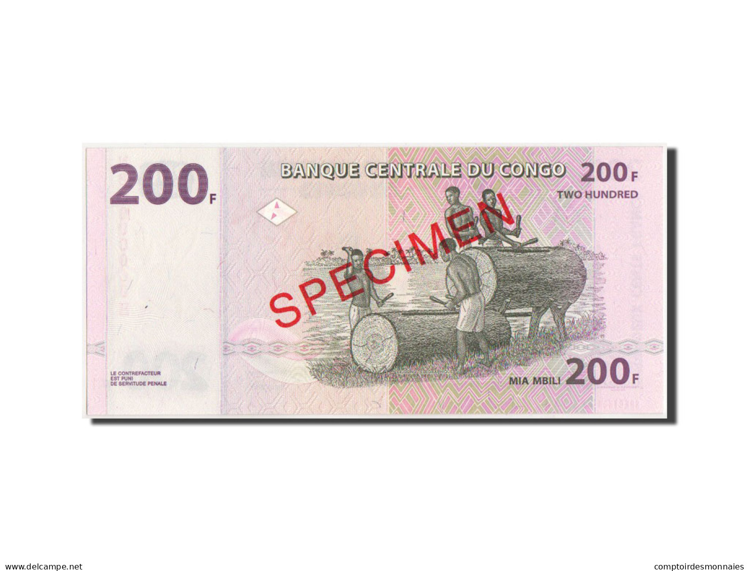 Billet, Congo Democratic Republic, 200 Francs, 2007, 31.07.2007, KM:99s, NEUF - Repubblica Democratica Del Congo & Zaire
