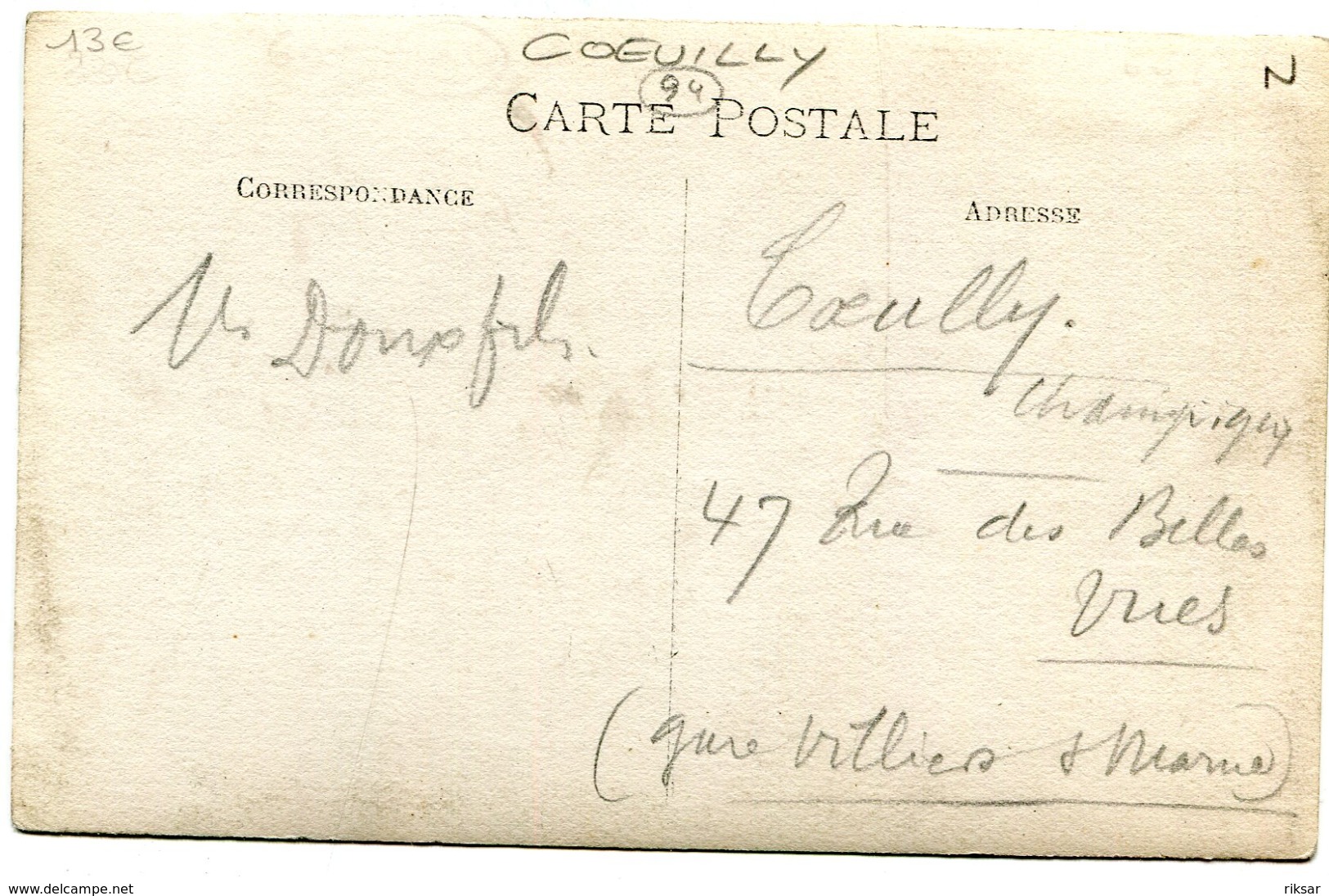 COEUILLY(CARTE PHOTO) - Champigny Sur Marne