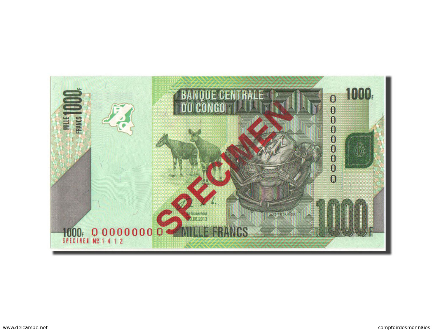 Billet, Congo Democratic Republic, 1000 Francs, 2013, 30.6.2013, KM:101s, NEUF - Democratic Republic Of The Congo & Zaire