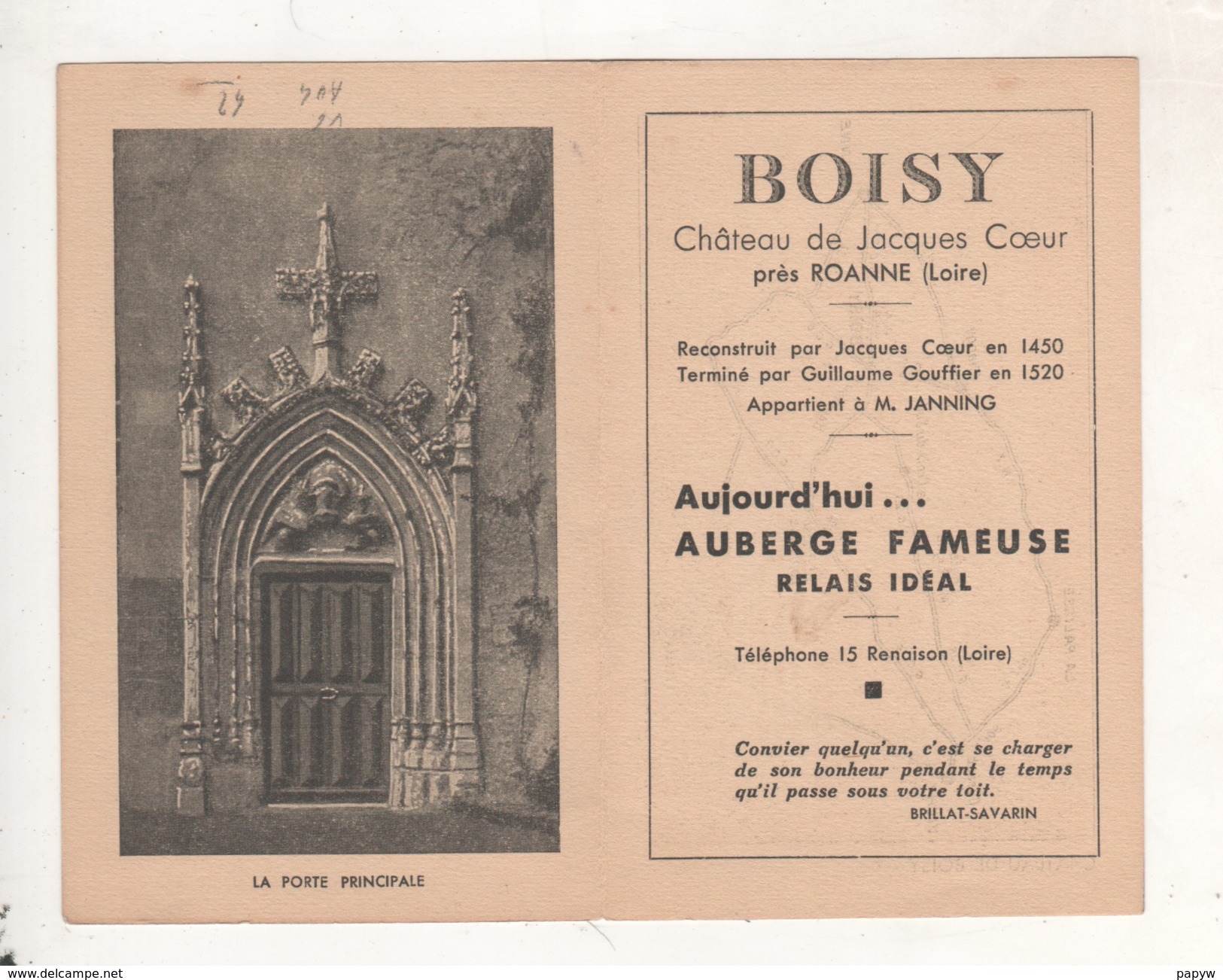 Boisy Auberge Pres Roanne Carte Pub - Roanne