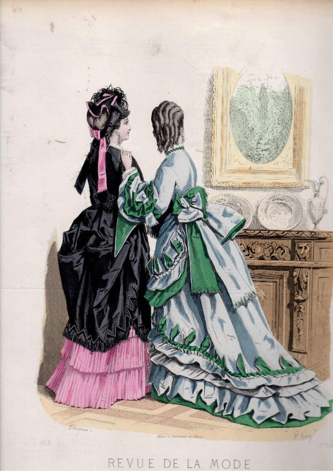 lot de 13  gravures  : revue de la mode  1872