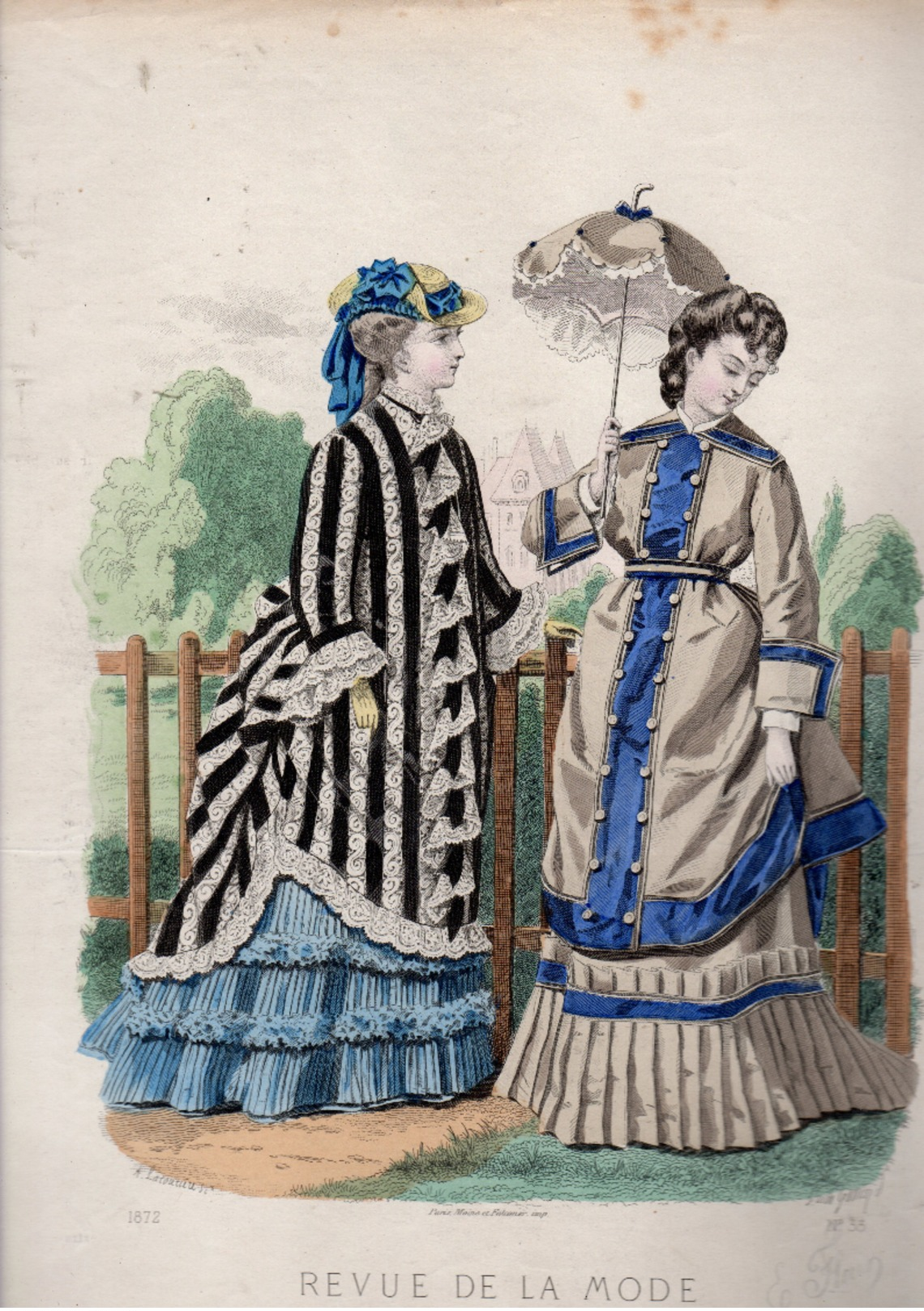 lot de 13  gravures  : revue de la mode  1872