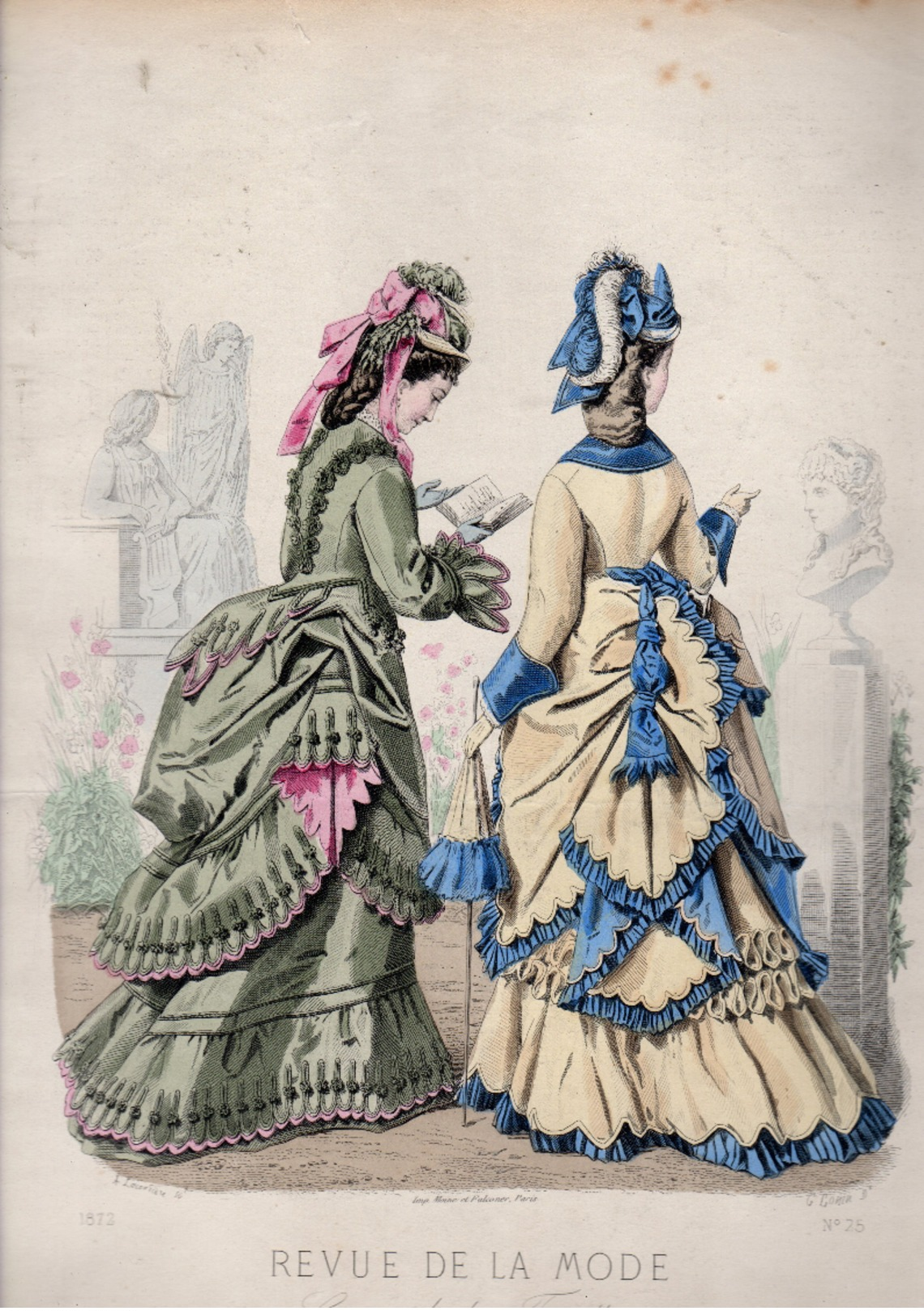 lot de 13  gravures  : revue de la mode  1872