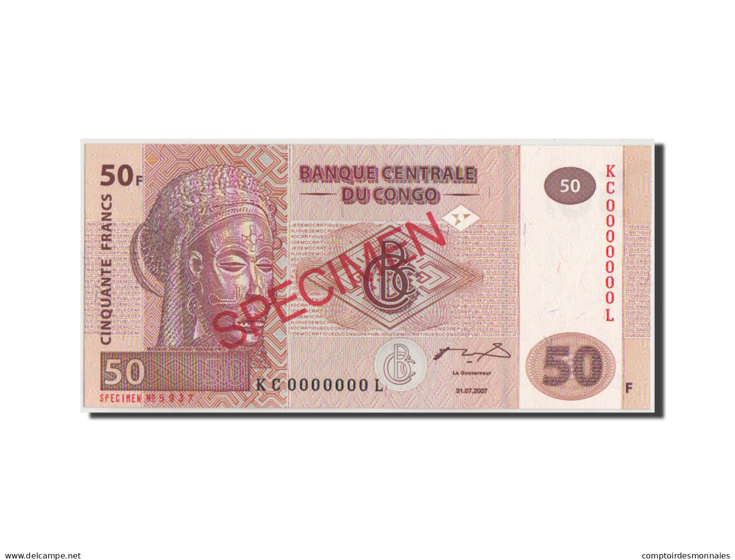 Billet, Congo Democratic Republic, 50 Francs, 2007, 31.07.2007, KM:97s, NEUF - Demokratische Republik Kongo & Zaire