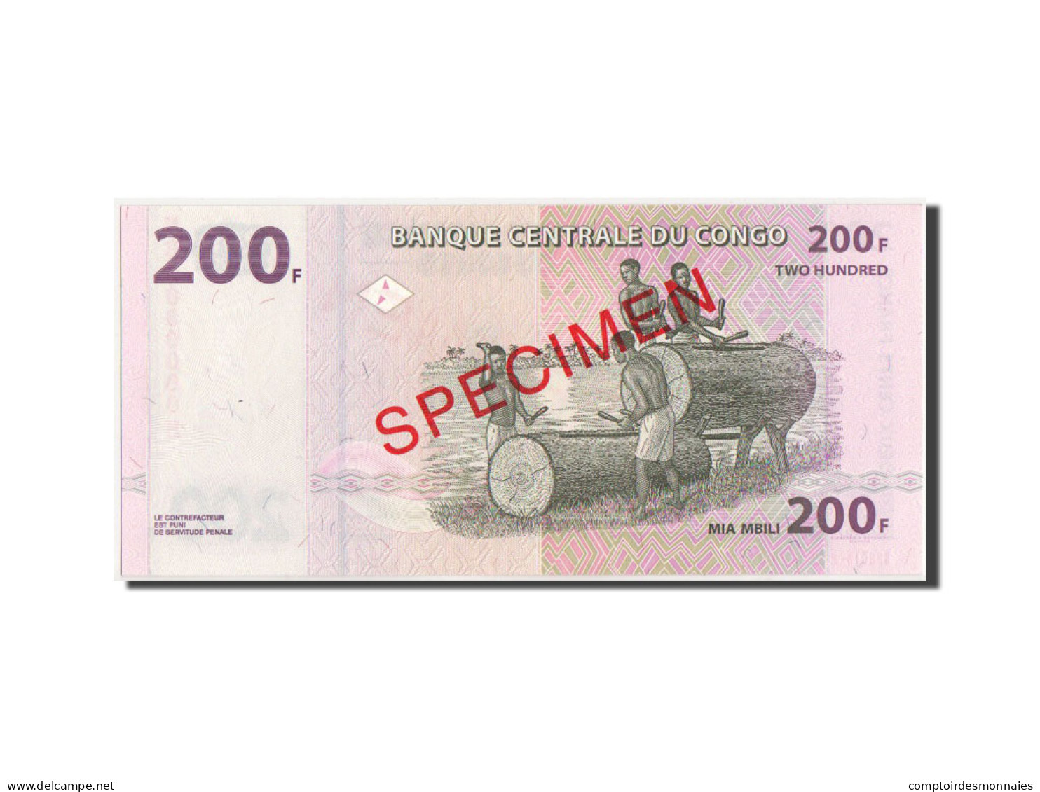 Billet, Congo Democratic Republic, 200 Francs, 2007, 31.07.2007, KM:99s, NEUF - República Democrática Del Congo & Zaire