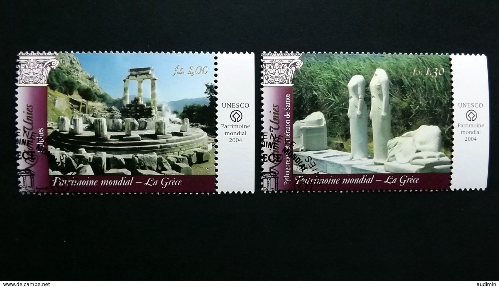 UNO-Genf 495/6 Oo/ESST, UNESCO-Welterbe: Griechenland: Delphi, Pythagoreion Und Heraion Von Samos - Gebruikt