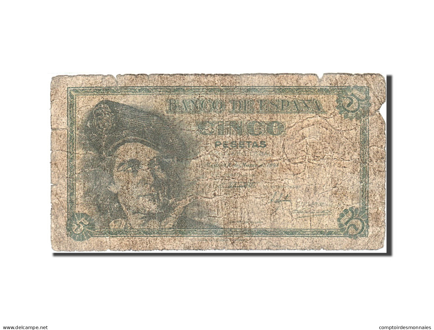 Billet, Espagne, 5 Pesetas, 1948, 1948-03-05, KM:136a, B - 5 Pesetas