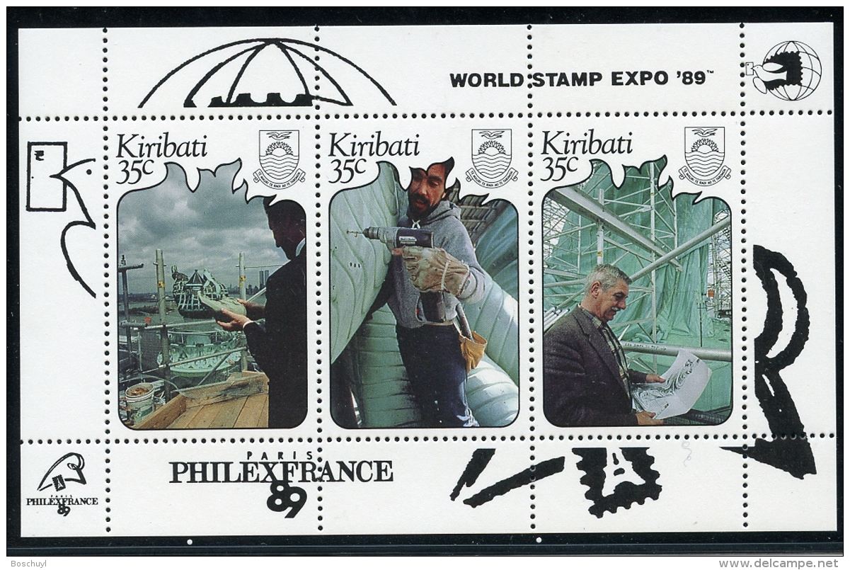 Kiribati, 1989, Philexfrance, World Stamp Expo, Ship Yard, MNH, Michel Block 17 - Kiribati (1979-...)