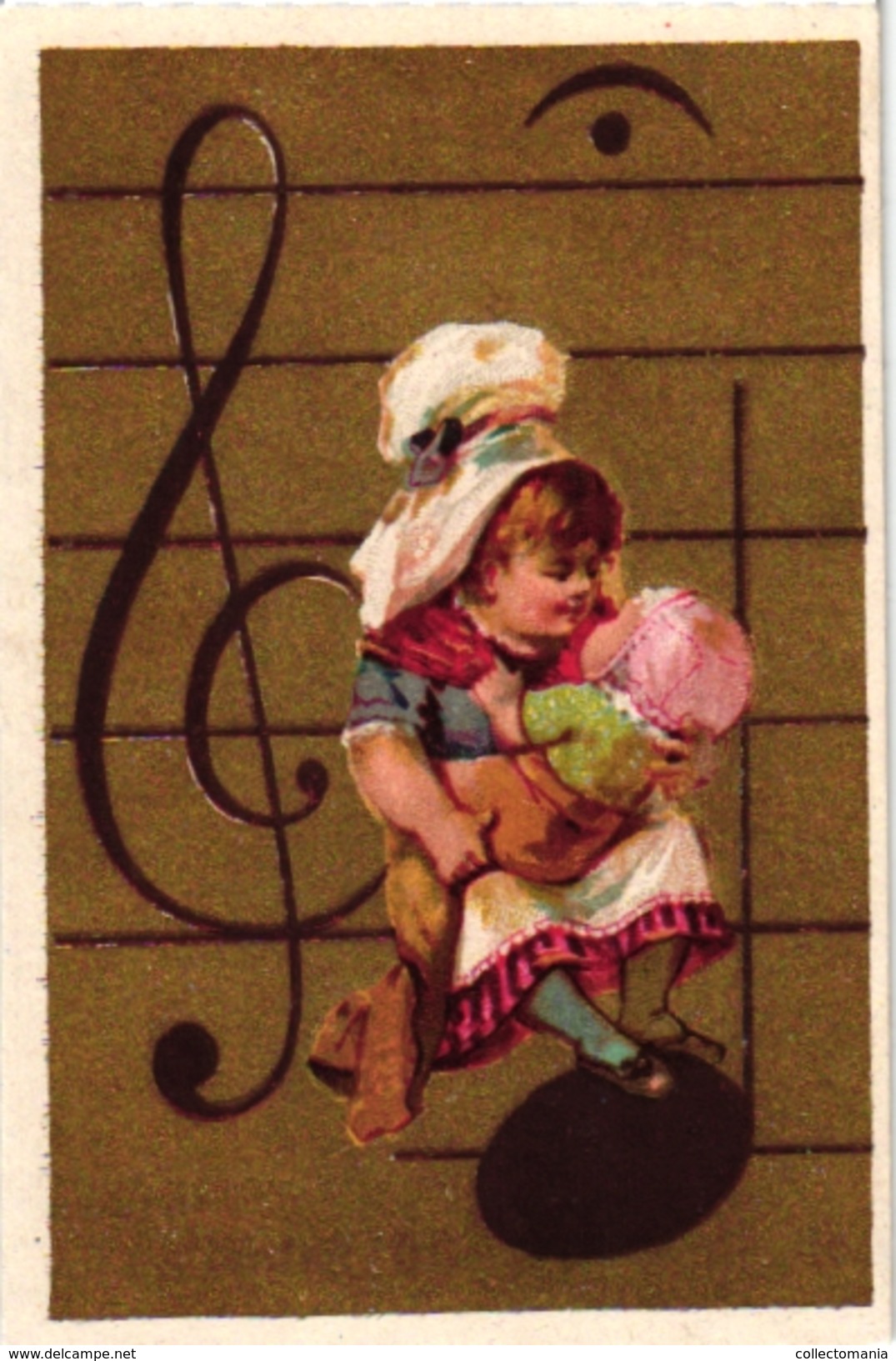 6 Cards C1900 Litho Les Notes Musical Notes Re Raie Si Scie Do Dodo Mi Mie Sol Seul  Fond D'Or  Blanco Reverse Muziek - Autres & Non Classés