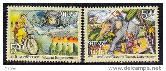 Set MNH  Space Cycle Bicycle Computer Police Elephant  Astronaut Food Swing Games Costume Women Empowerment 2015 India - Brieven En Documenten