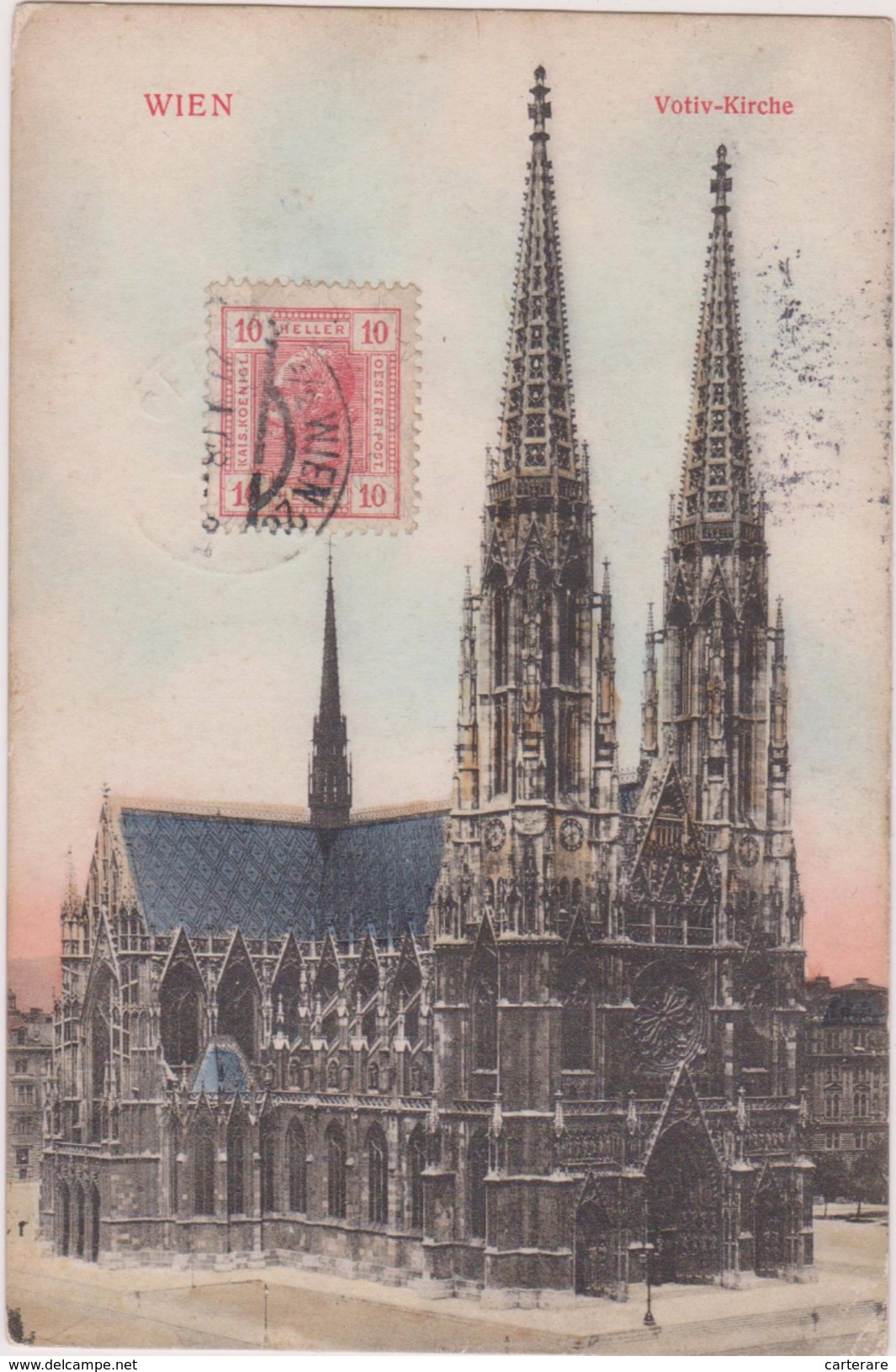 AUTRICHE,OSTERREICH,AUSTRIA,WIEN,VIENNE ,1908,timbre,cathedrale,votiv Kirche - Autres & Non Classés