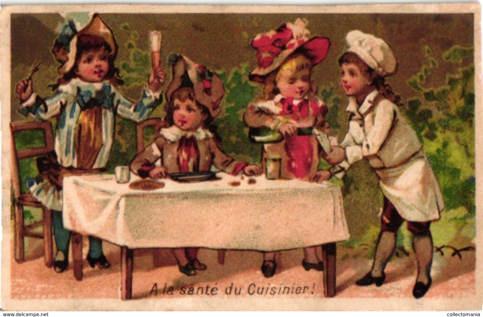 6 Cards C1900 Litho Children Playing Cook Dancing Fond Dorée Blanco Reverse Imp Minot