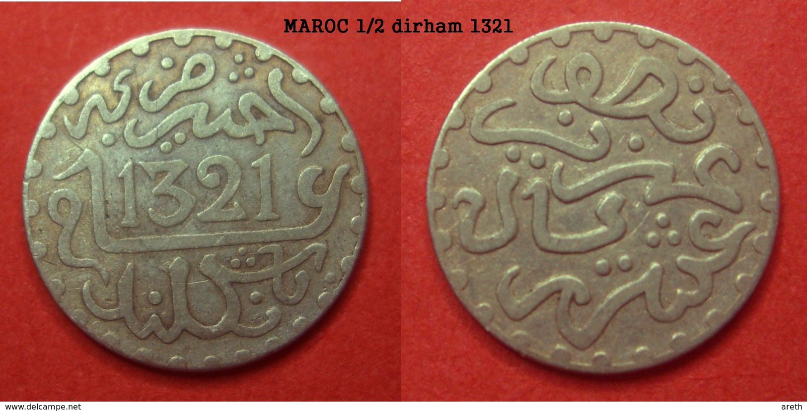 1/2 Dirham Argent Maroc 1321 - Marruecos