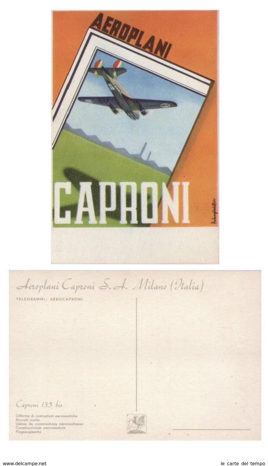 Cartolina (aviazione) Aeroplani CAPRONI 135bis Ill.Rebagliati 1940 - 1939-1945: 2. Weltkrieg