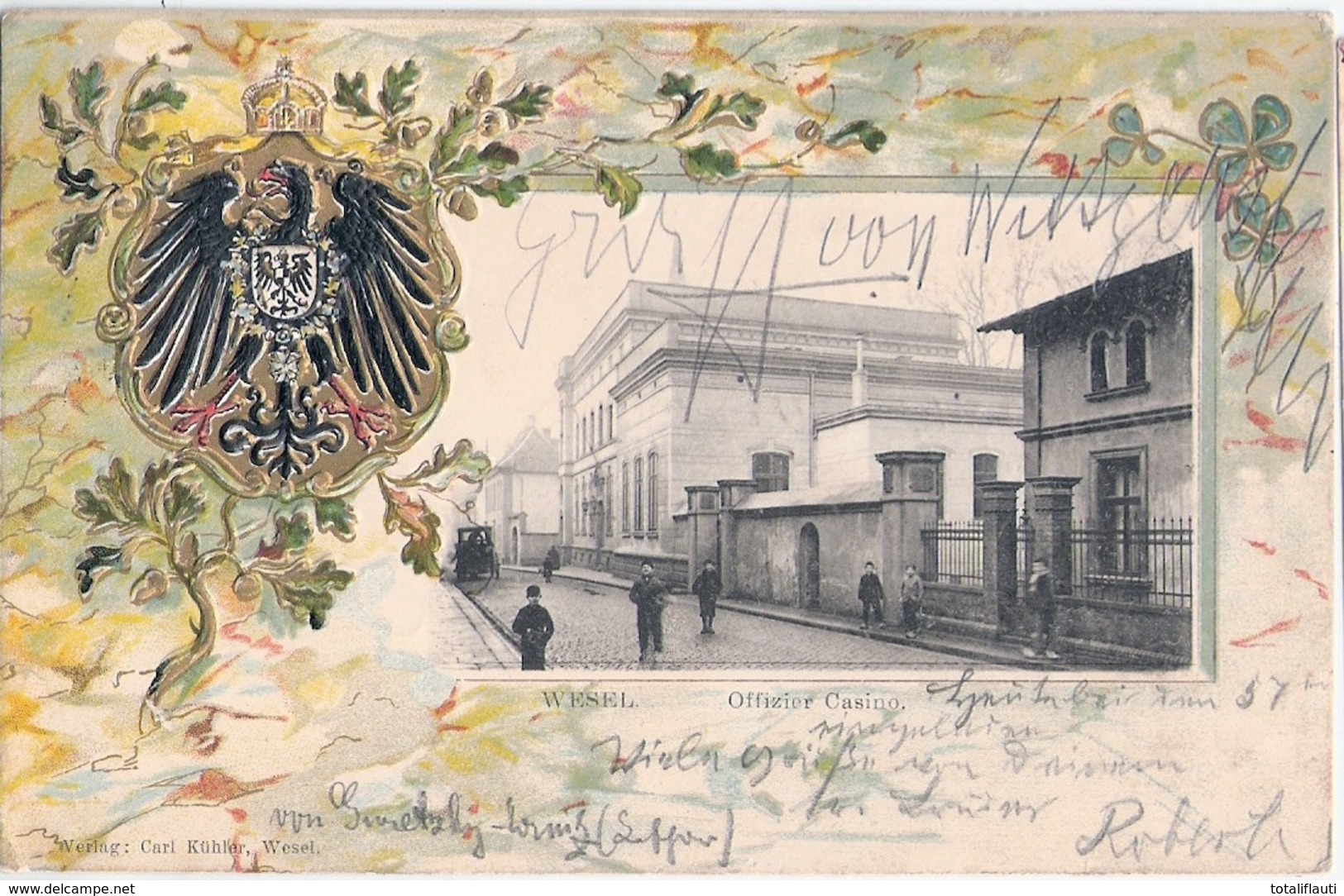 WESEL Am Rhein Offizier Kasino Belebt Aufwändiger Patriotika Prägedruck 23.6.1901 Gelaufen - Wesel