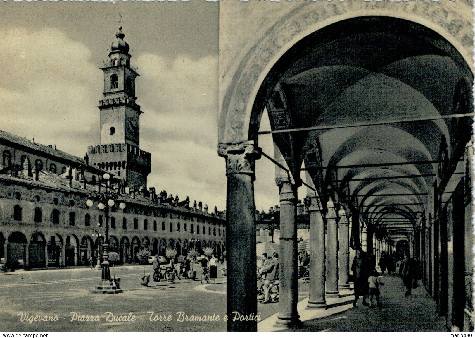 VIGEVANO  PIAZZA  DUCALE   TORRE  BRAMANTE  E  PORTICI      (NUOVA) - Vigevano