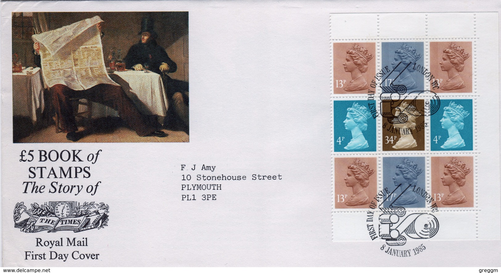 GB First Day Cover Booklet Pane Taken From The Story Of The Times Book. - 1981-1990 Decimal Issues