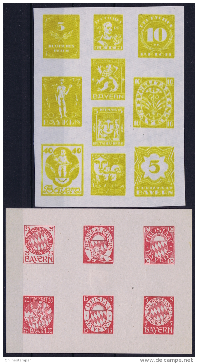 Bayern: 1919 Essays  And Unused Designs In 2 Complete Sheets. - Sonstige & Ohne Zuordnung