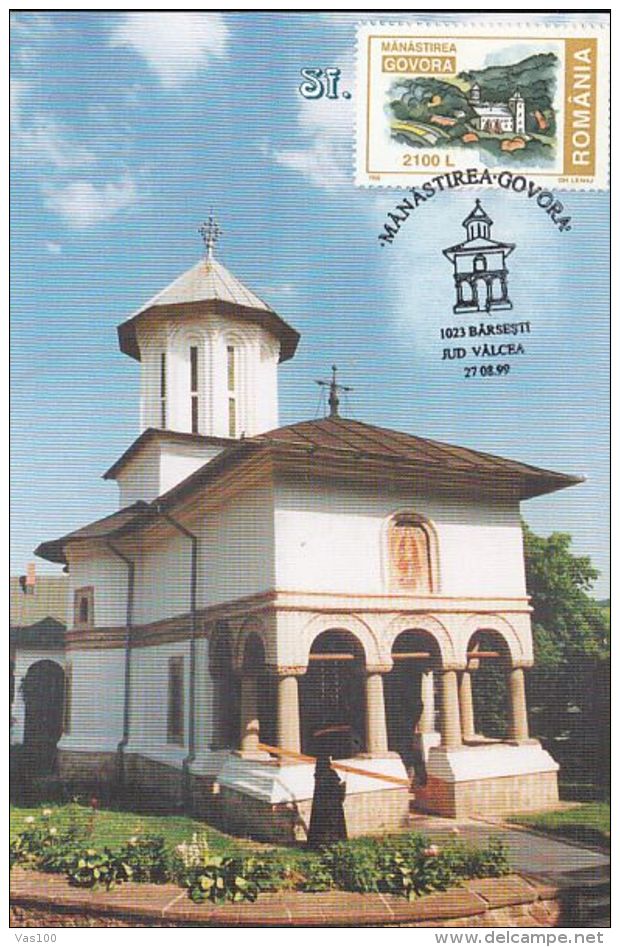 ARCHITECTURE, GOVORA MONASTERY, CM, MAXICARD, CARTES MAXIMUM, 1999, ROMANIA - Abadías Y Monasterios