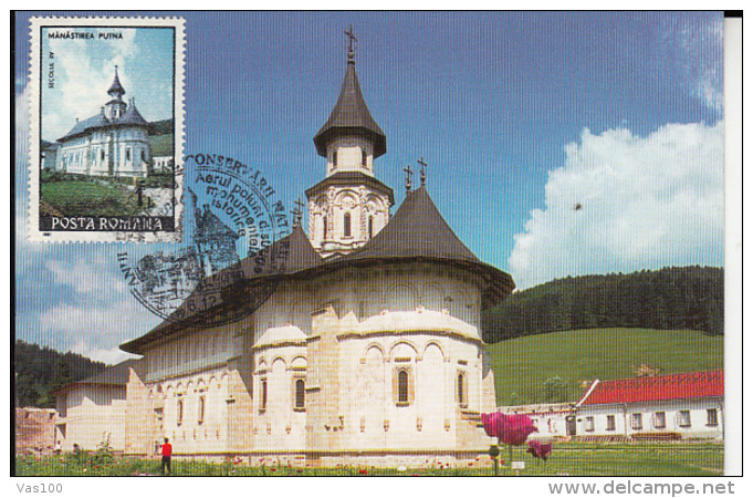 ARCHITECTURE, PUTNA MONASTERY, CM, MAXICARD, CARTES MAXIMUM, 1995, ROMANIA - Abadías Y Monasterios