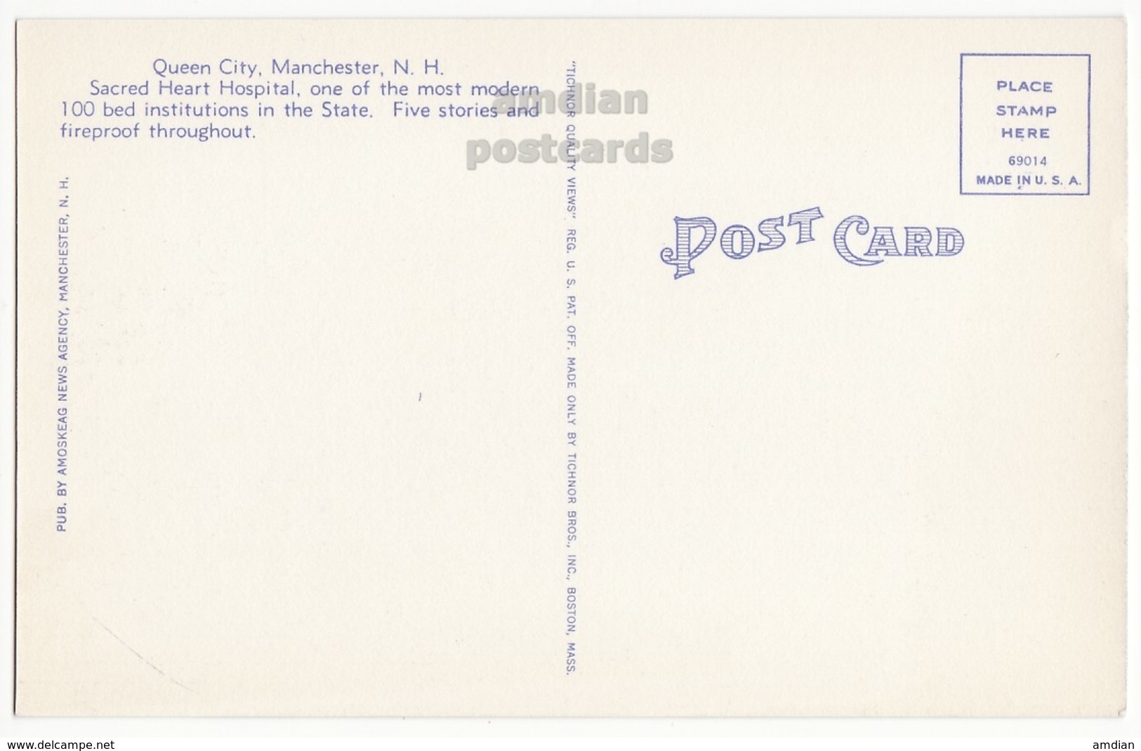 USA, MANCHESTER NH, Sacred Heart Hospital, C1940s Old Vintage Unused Postcard NEW HAMPSHIRE [6808] - Manchester