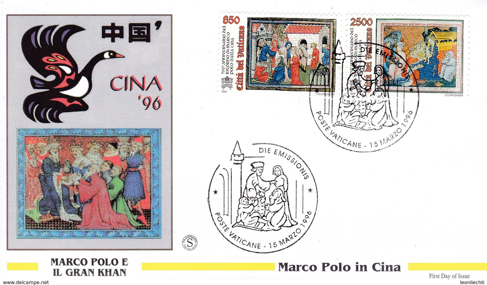 Vatikan, 1996. 700 Jahre Rückkehr Marco Polos Aus China ,  Mi: 1168 + 1170 ,  FDC - Lettres & Documents